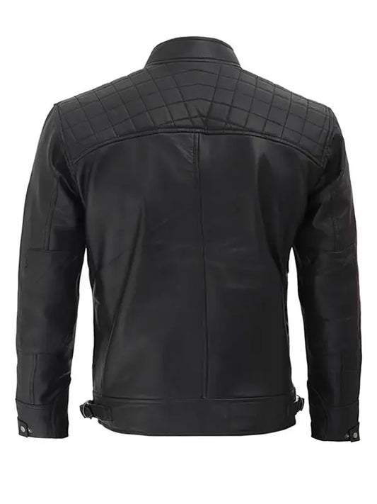 Diamond Classic Black Cafe Racer Biker Jacket - fashonic