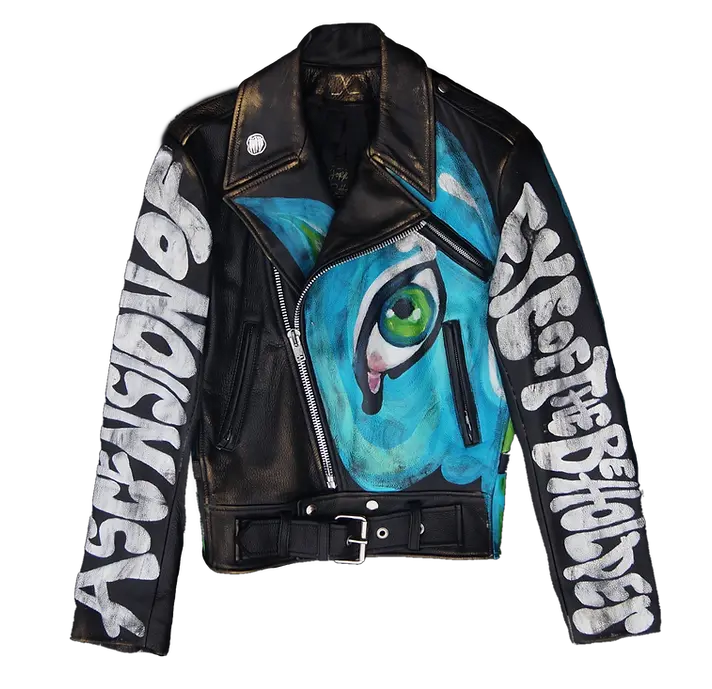 Eye Of The Beholder" Painted Leather Jacket - fashonic