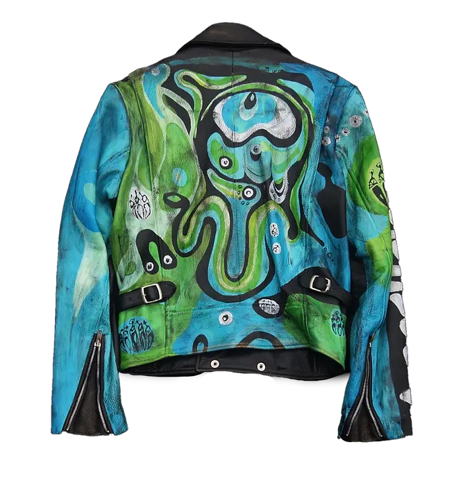 Eye Of The Beholder" Painted Leather Jacket - fashonic