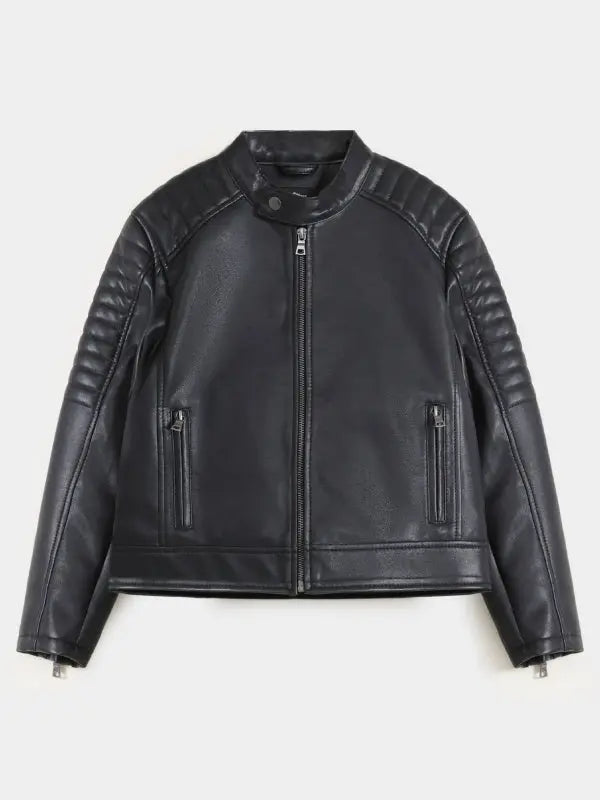 Hand Painted Fake Smile Leather Jacket - fashonic
