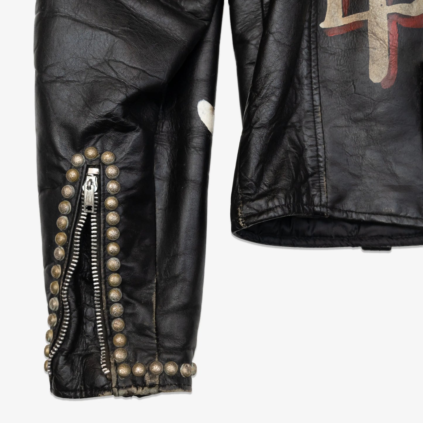 MOTOR CITY BAT SKULL PAINTED LEATHER JACKET - fashonic