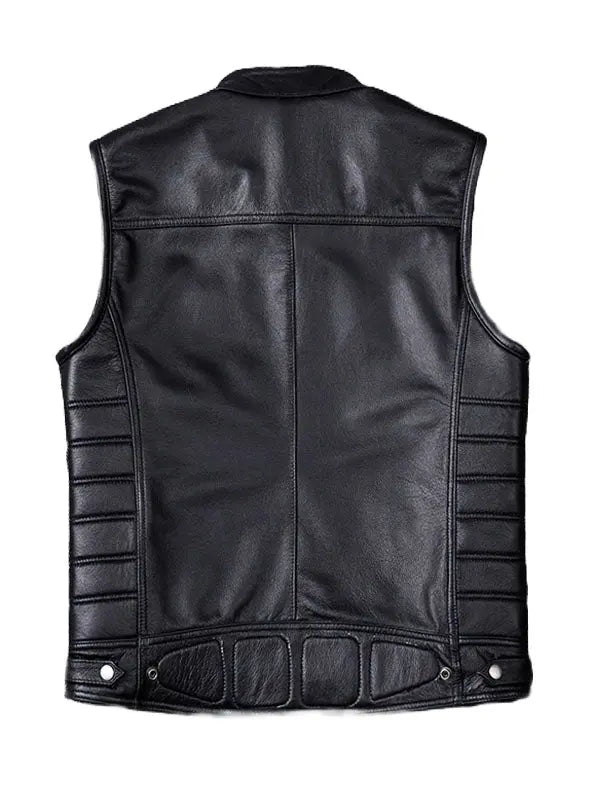 Men Motorcycle Biker High Quality Stand Collar Vest - fashonic
