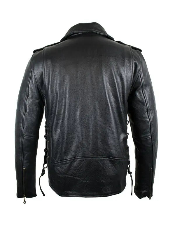 Men’s Motor Biker Belted Black Leather Jacket - fashonic