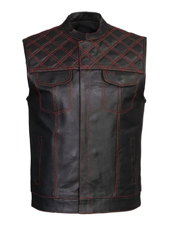 Men’s Quilted Two Tone Motor Biker Vest - fashonic
