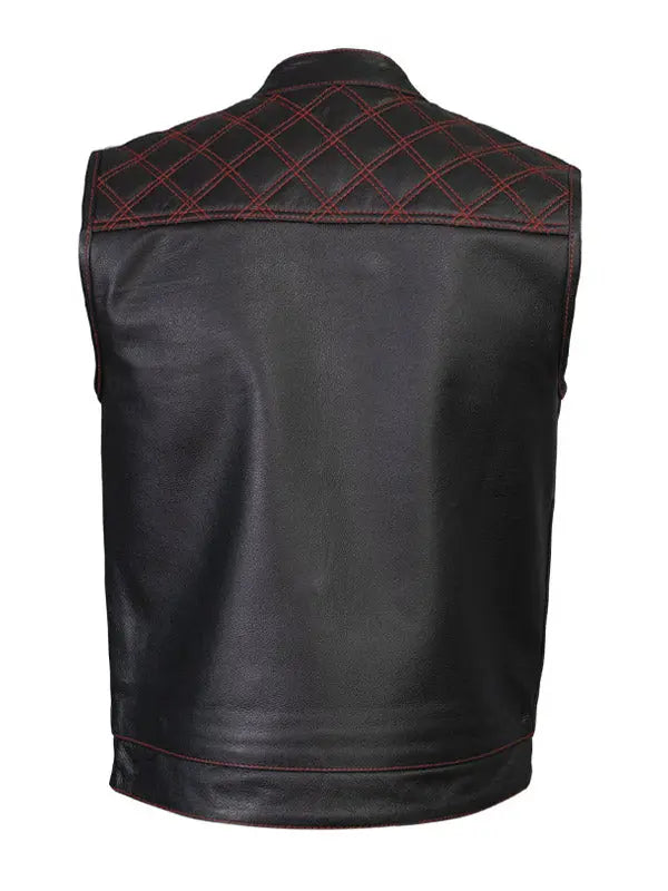 Men’s Quilted Two Tone Motor Biker Vest - fashonic