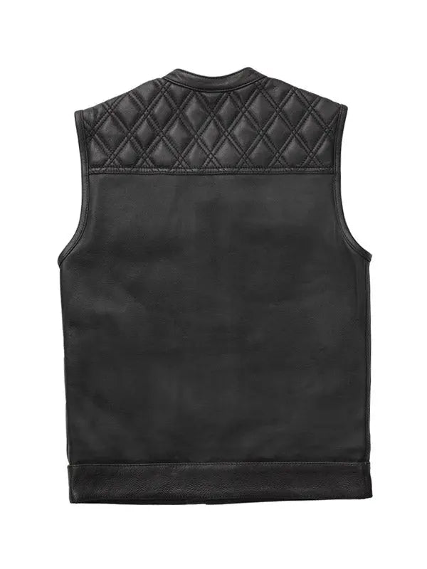 Men’s Ranger Biker Club Style Black Leather Vest - fashonic