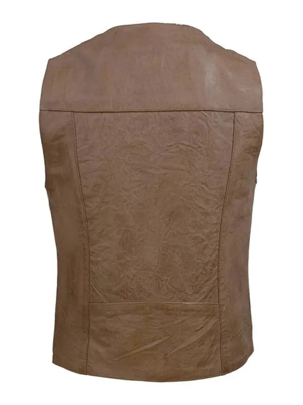 Men’s Waist Coat Style Motor Biker Leather Vest - fashonic