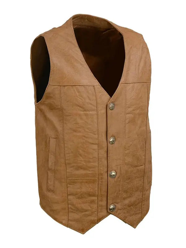 Men’s Waist Coat Style Motor Biker Leather Vest - fashonic