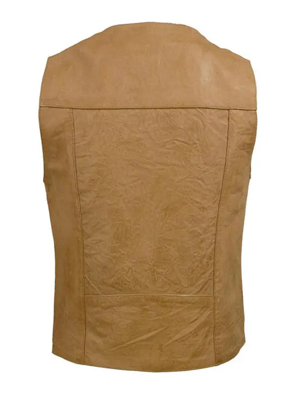 Men’s Waist Coat Style Motor Biker Leather Vest - fashonic