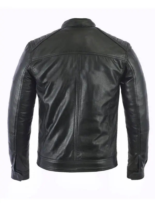 Mens Cafe Racer Trendy Quilted Black Jacket - fashonic