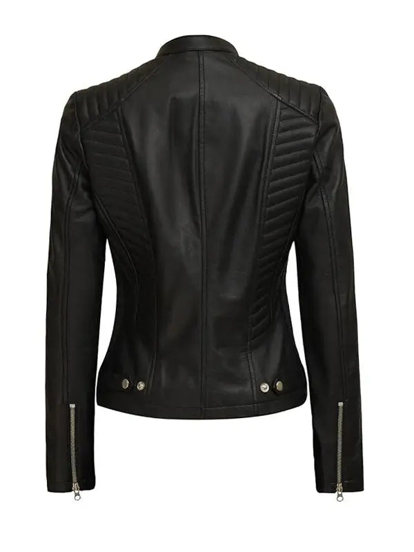 Rachel Women’s Slimfit Black Moto Leather Jacket - fashonic