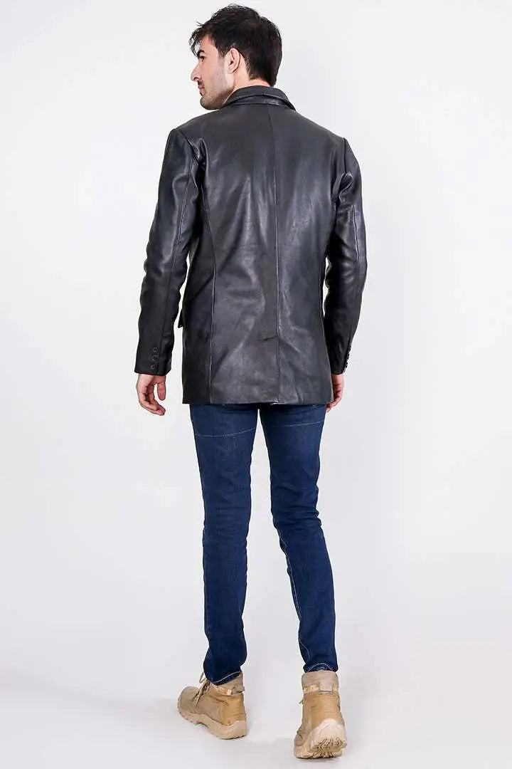 Ray Cutler Black Leather Blazer - fashonic