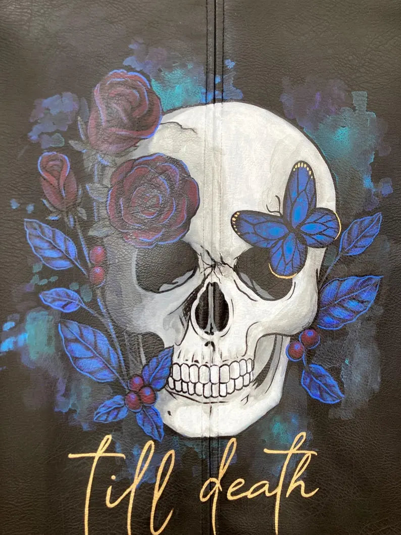 Till Death Printed Leather Biker Jacket - fashonic