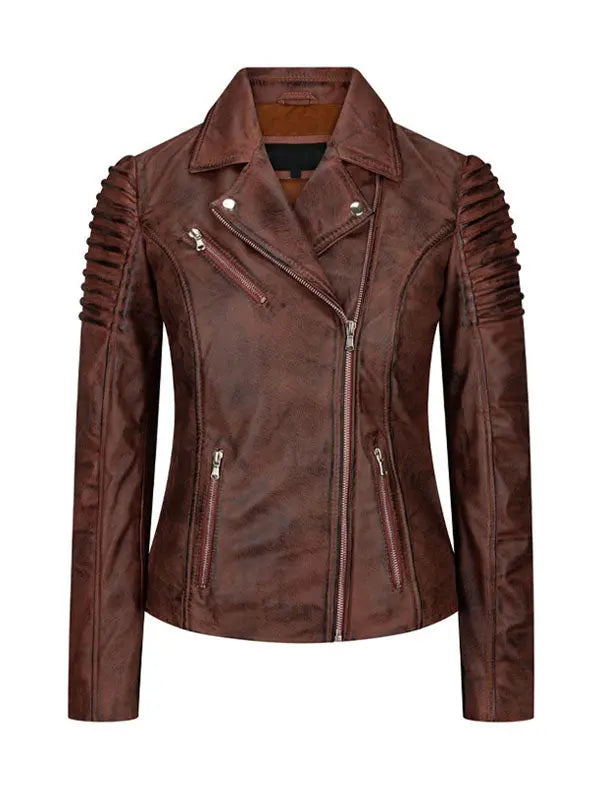 Women’s Fashion Designer Brown Leather Jacket - fashonic