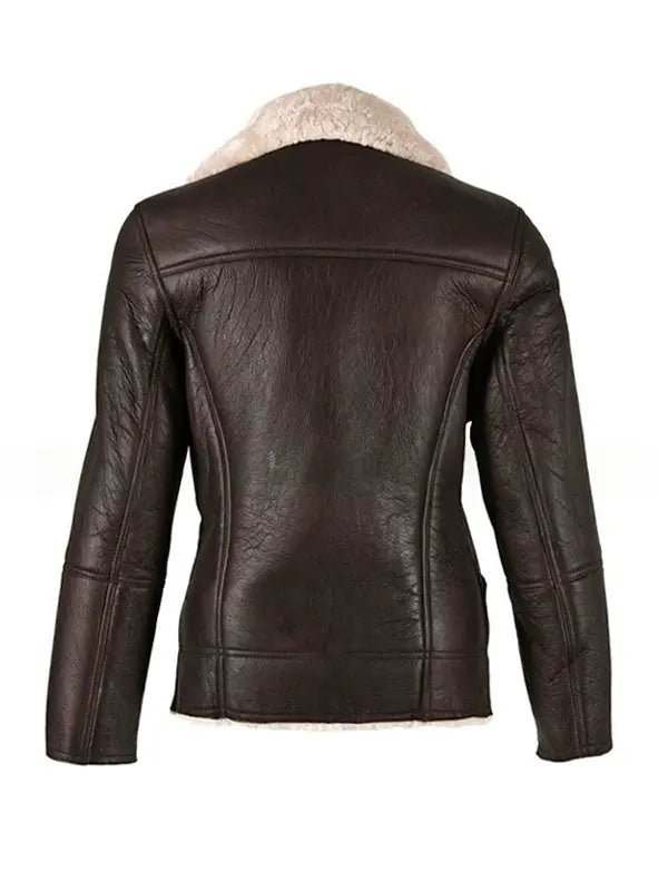 Women’s Sheepskin Brown Leather Shearling Jacket - fashonic