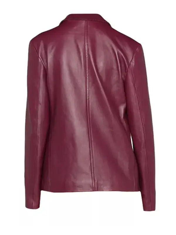 Women’s Shirt Style Maroon Leather Jacket - fashonic