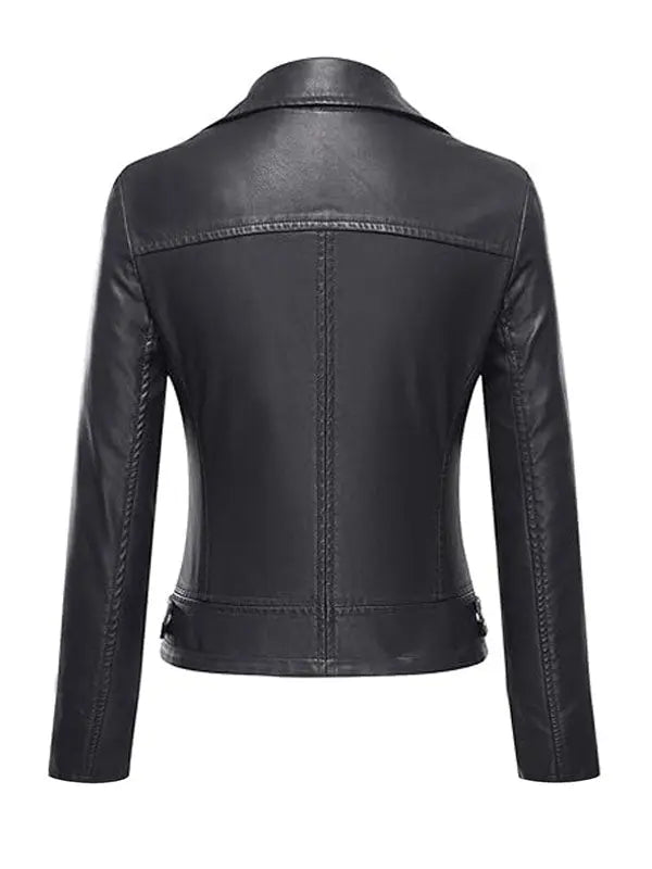 Women’s Slim Fit Biker Black Real Leather Jacket - fashonic