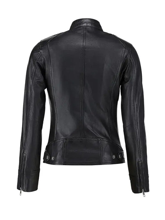 Women’s Vintage Biker Black Leather Jacket - fashonic