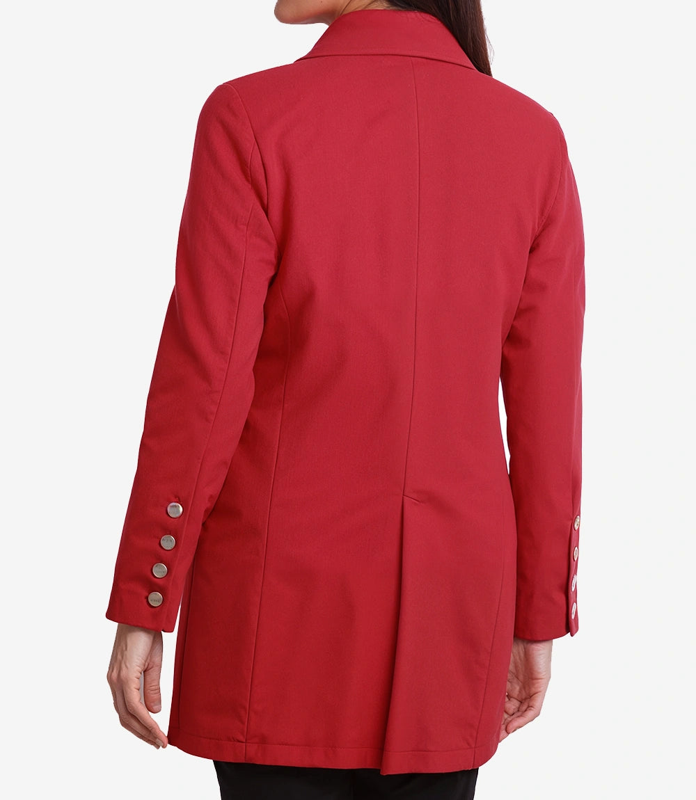 Maxine Women's Red Wool Double Breasted Pea Coat