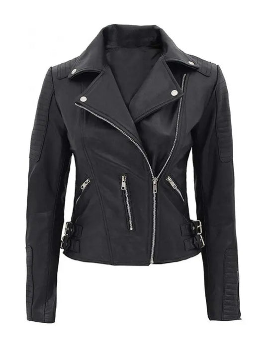 Bari Womens Motorcycle Biker Leather Jacket - fashonic