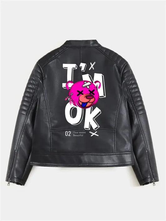 Hand Painted Dead Teddy Leather Jacket - fashonic