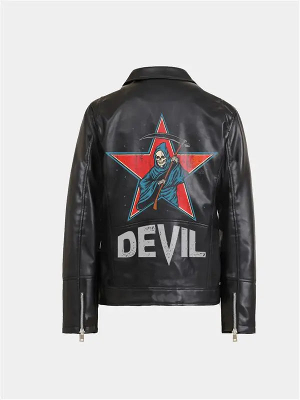 Hand Painted Devil Biker Jacket - fashonic