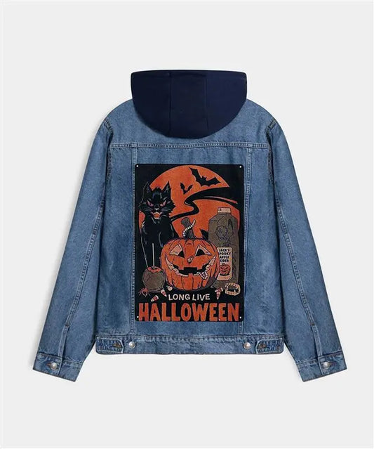 Hand Painted Halloween Denim Jacket - fashonic
