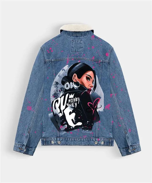 Hand Painted Money Queen Denim Jacket - fashonic