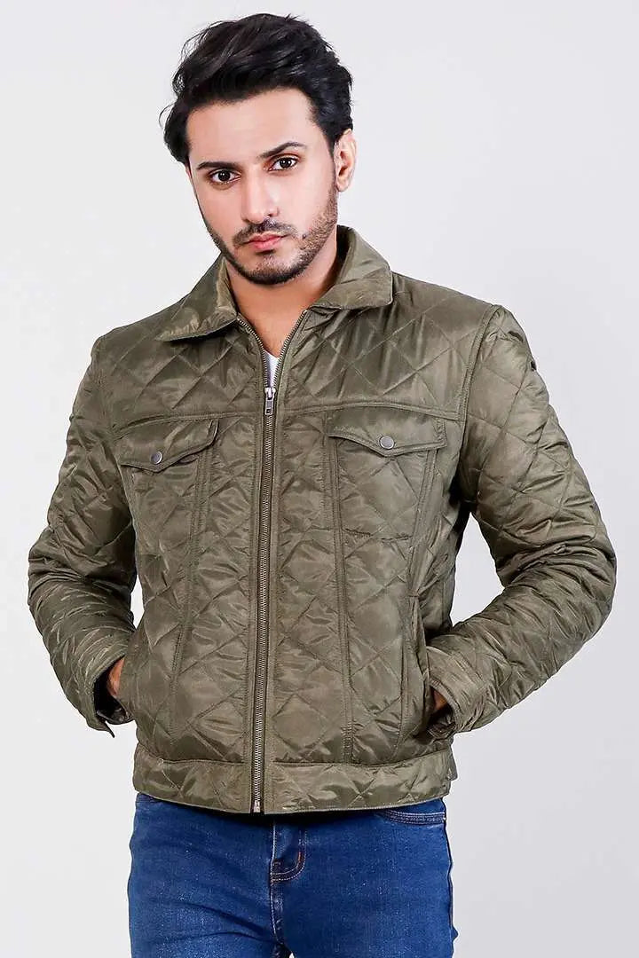 Jimmy Quilted Green Windbreak Jacket - fashonic