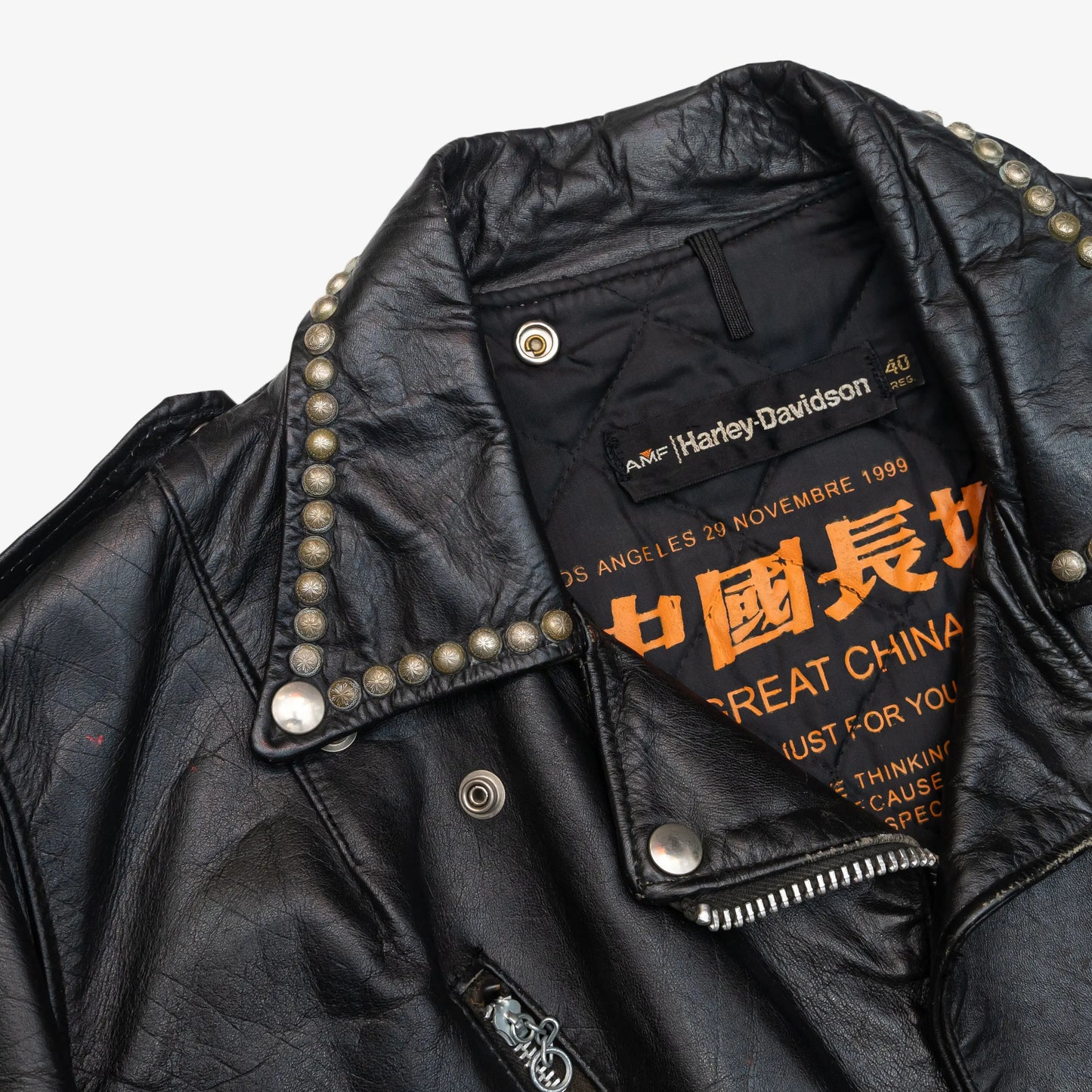 MOTOR CITY BAT SKULL PAINTED LEATHER JACKET - fashonic