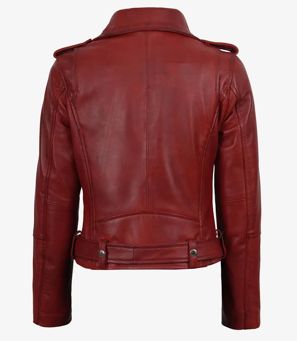 Margaret Red Women's Biker Leather Jacket