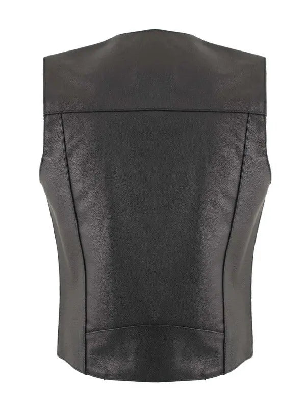 Men’s Black Sheepskin Leather Biker Vest - fashonic