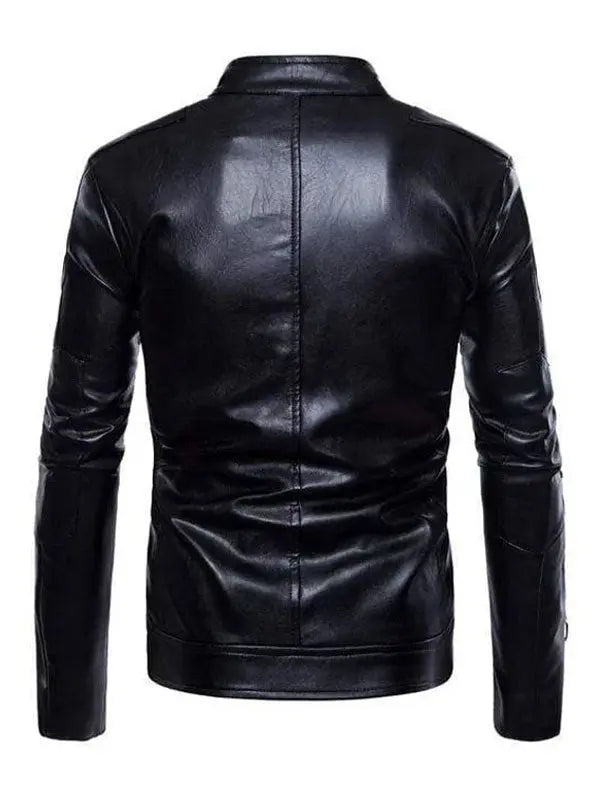 Men’s Fashion Motorcycle Black Leather Jacket - fashonic