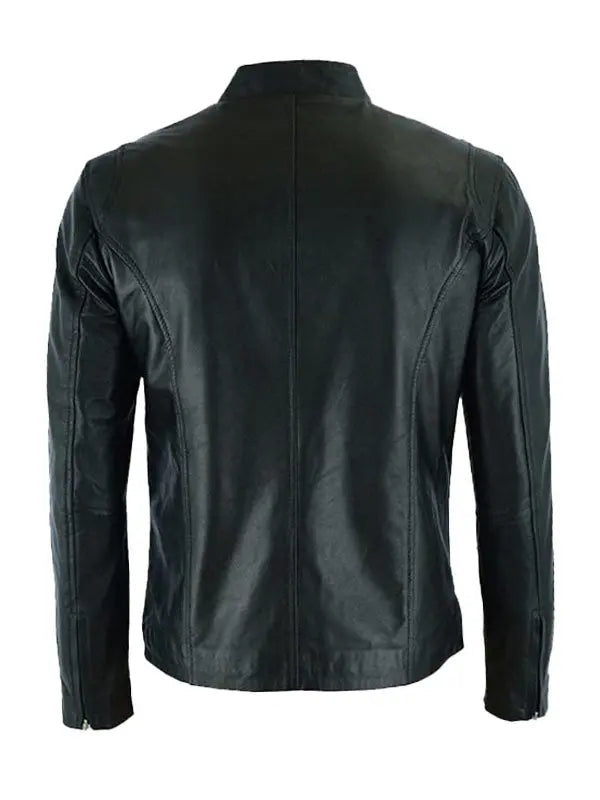 Men’s Hooper Style Motorbike Black Leather Jacket - fashonic