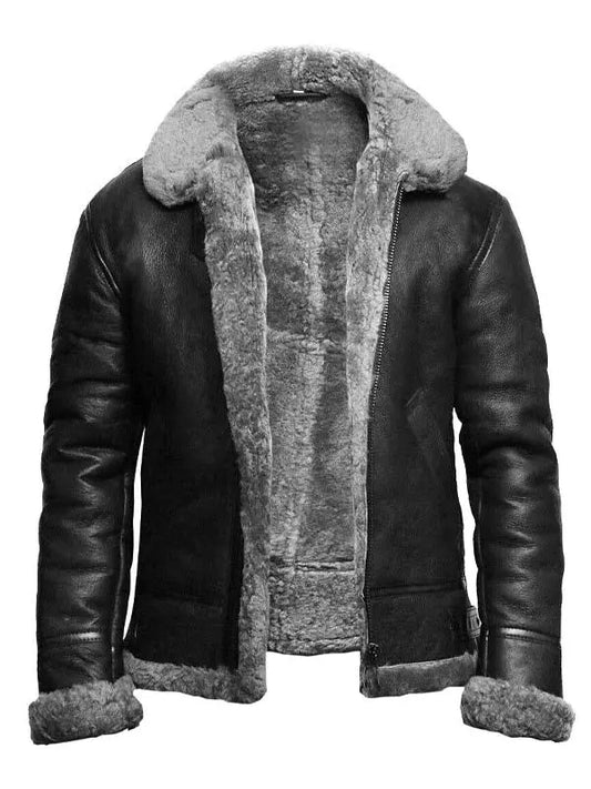 Men’s Shearling Aviator Flying Pilot Bomber Jacket - fashonic