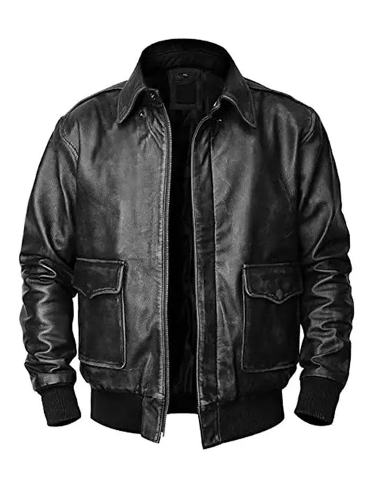 Mens Black Flight Pilot A2 Aviator Jacket - fashonic