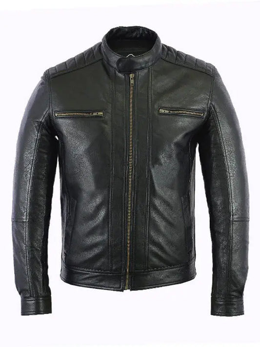 Mens Cafe Racer Trendy Quilted Black Jacket - fashonic