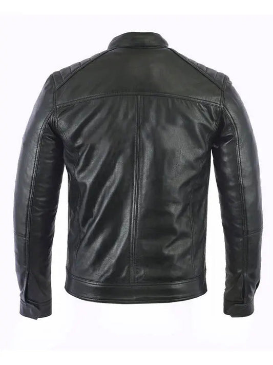Mens Cafe Racer Trendy Quilted Black Jacket - fashonic