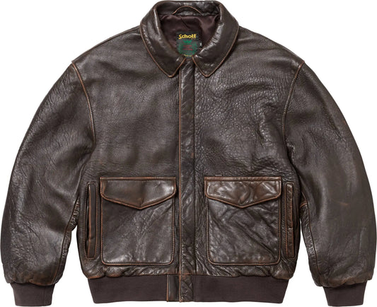 Supreme®/Schott® Snow White Hand-Painted Leather A2 Jacket - fashonic