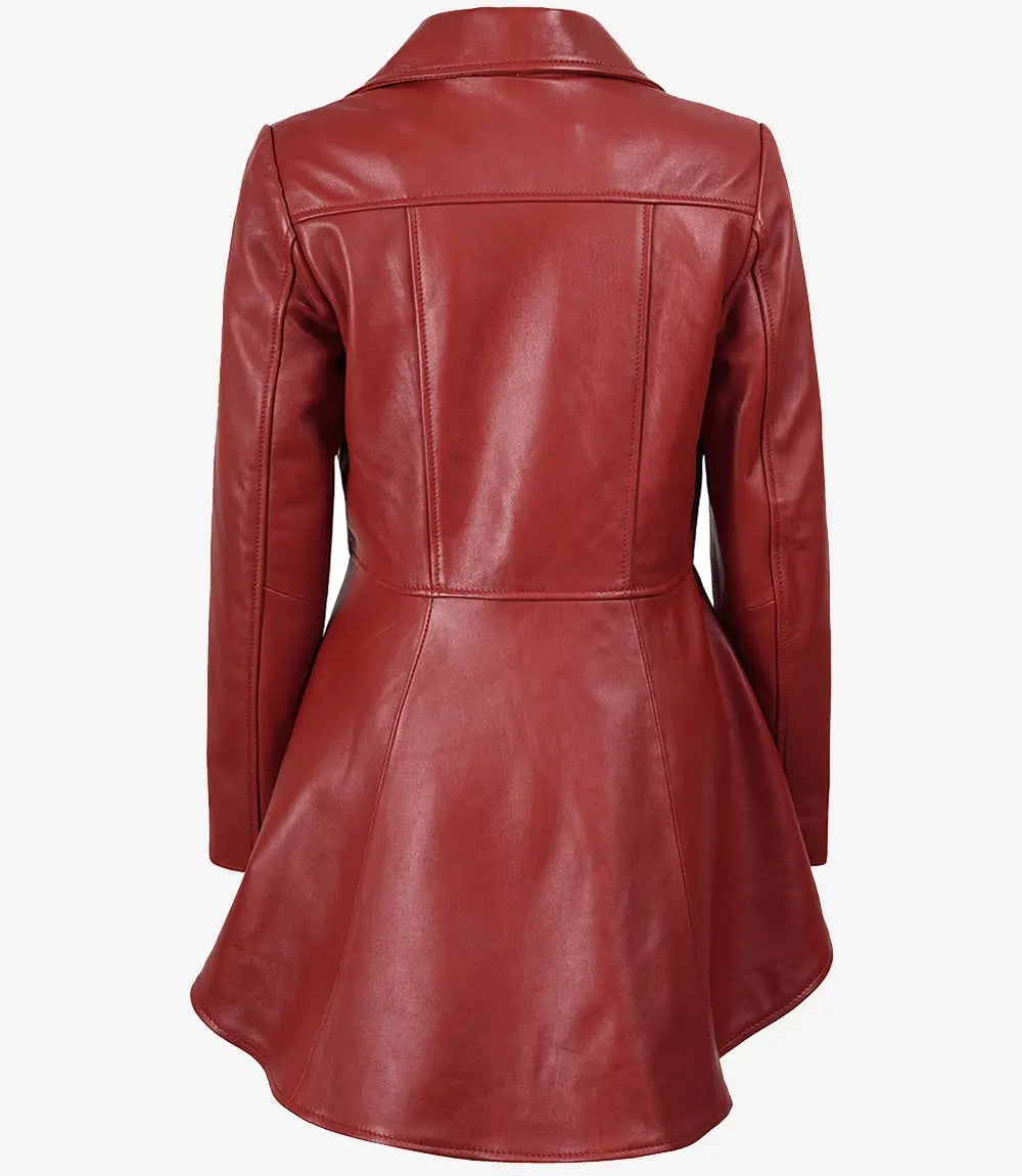 Women's Red Leather Peplum Jacket