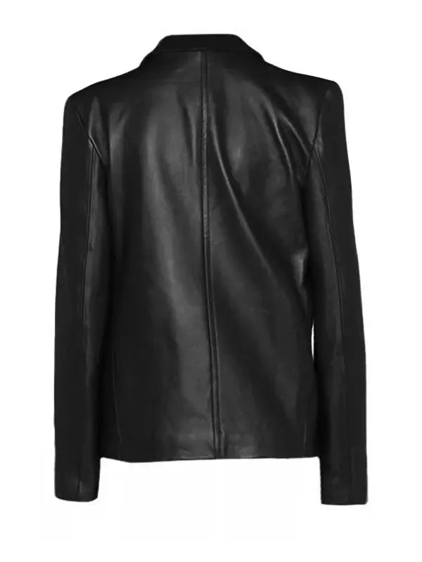 Women’s Shirt Style Black Leather Jacket - fashonic