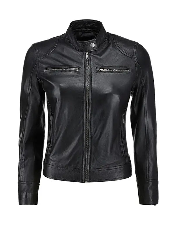 Women’s Vintage Biker Black Leather Jacket - fashonic