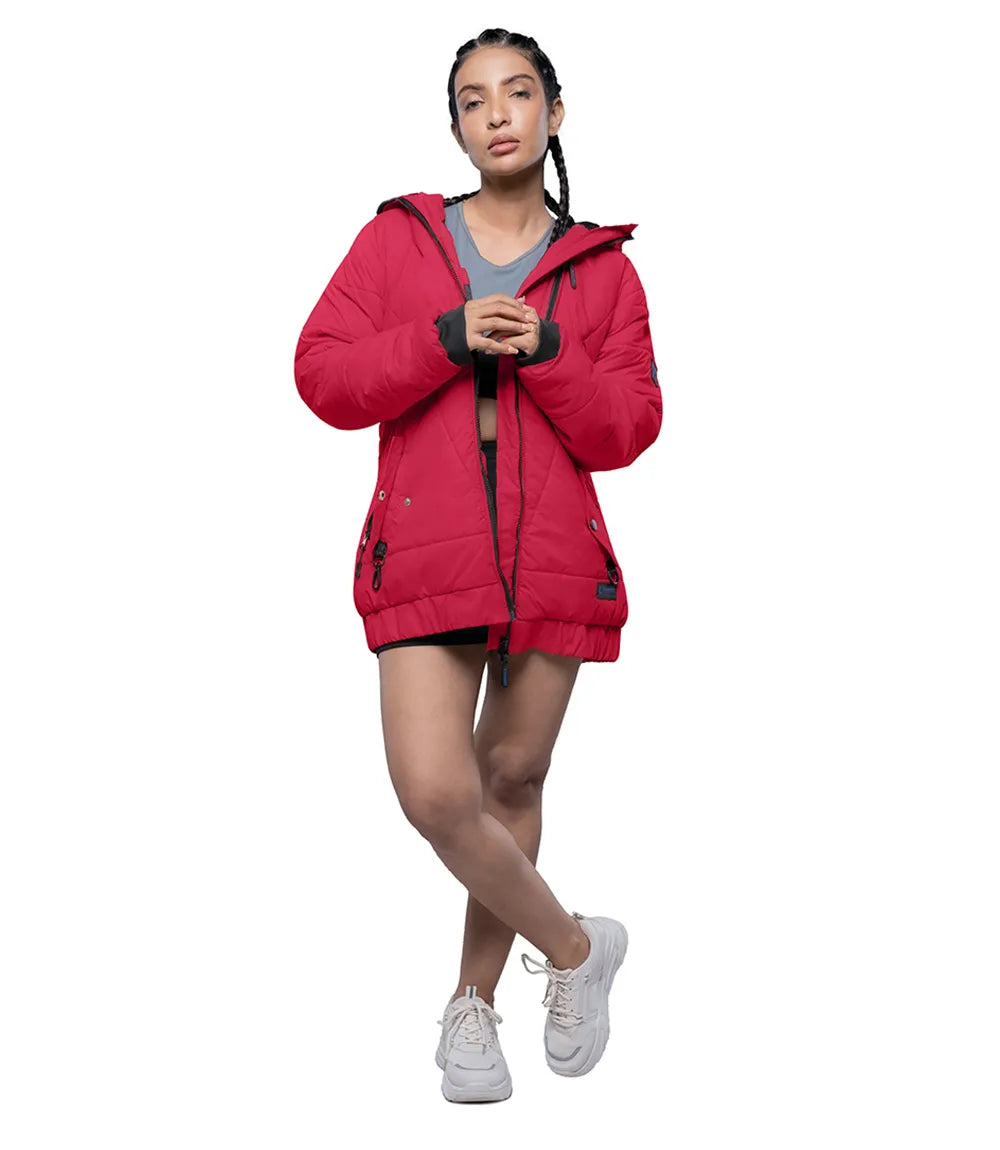 Julia Lightweight Red Puffer Jacket For Women